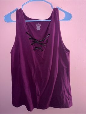 torrid Plum Lace-Up V-Neck Tank